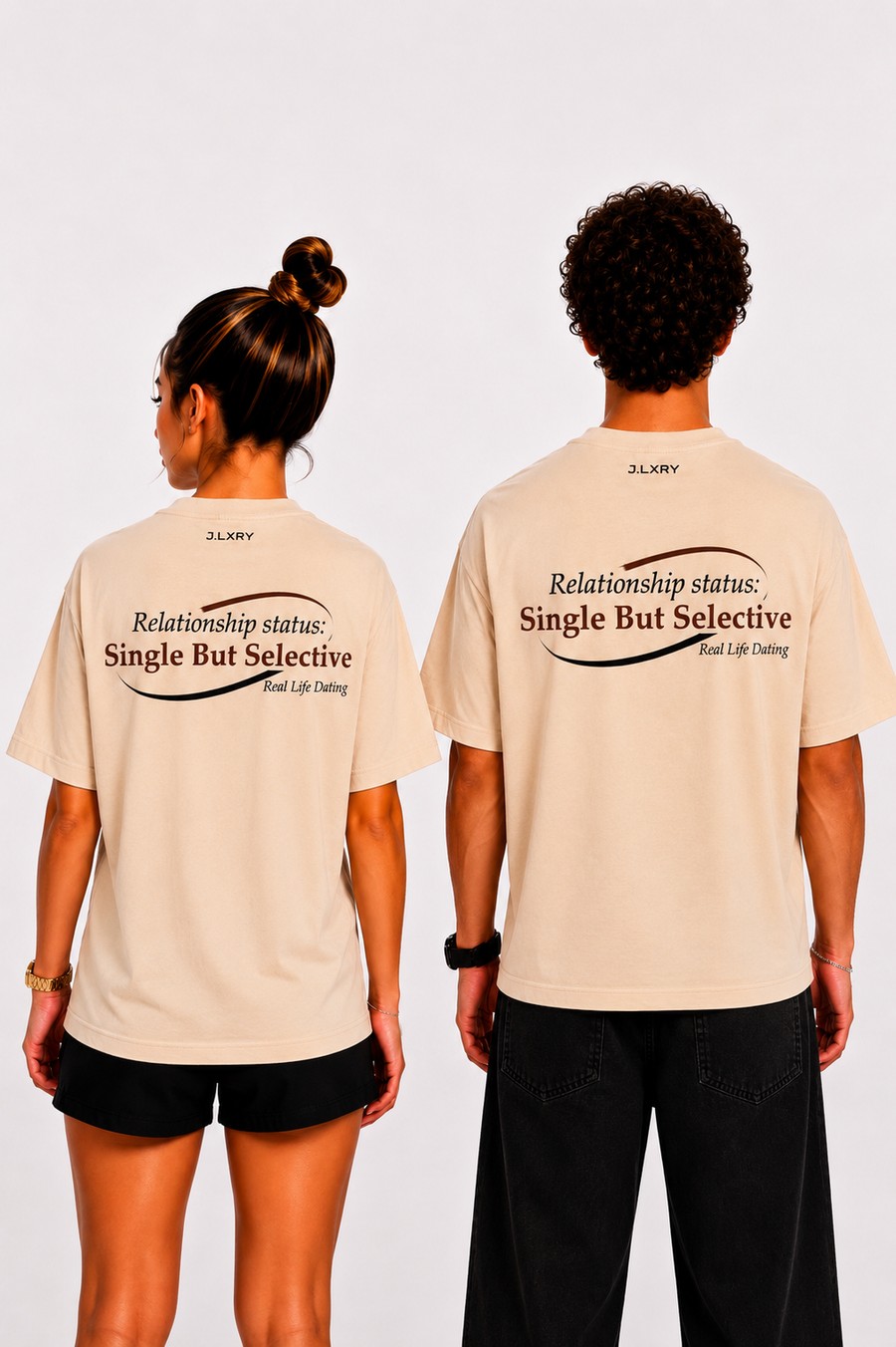 Single But Selective Oversized Beige T-Shirt