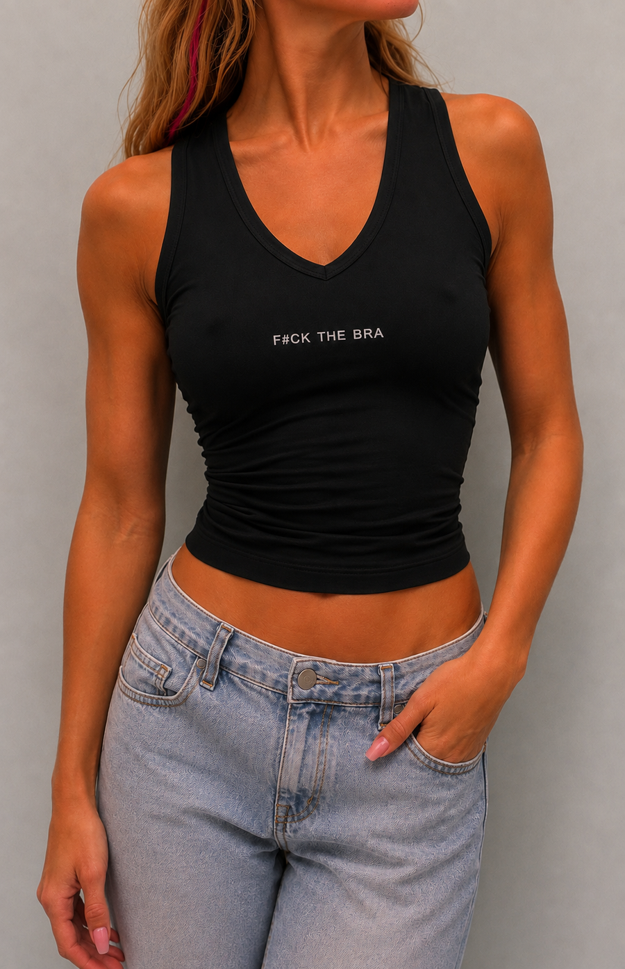 F#CK THE BRA FITTED TOP
