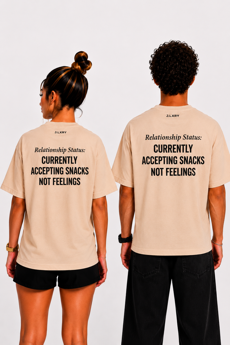 Currently Accepting Snacks, Not Feelings Oversized Beige T-Shirt