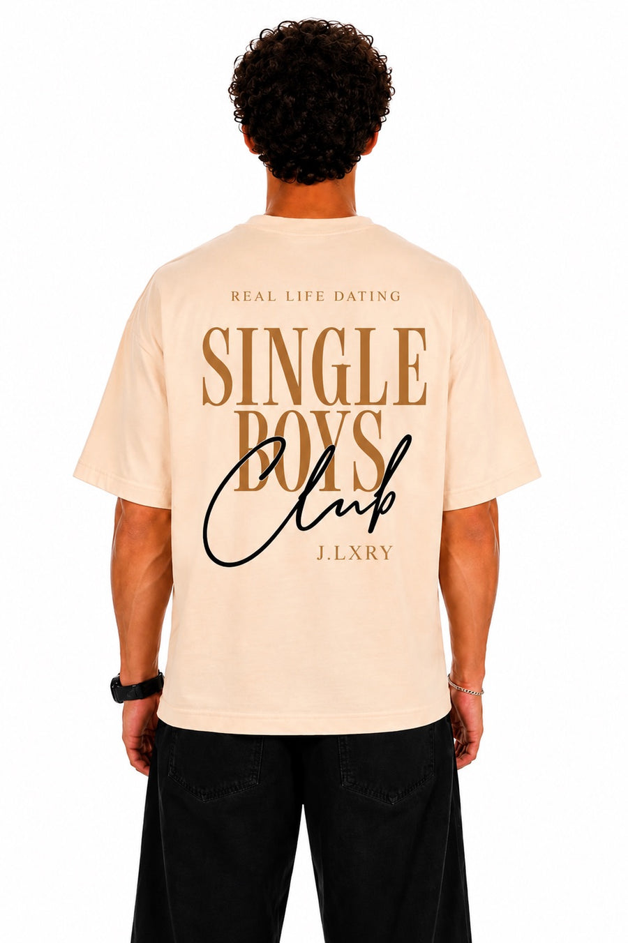 Single Boys Club Oversized Beige T-Shirt