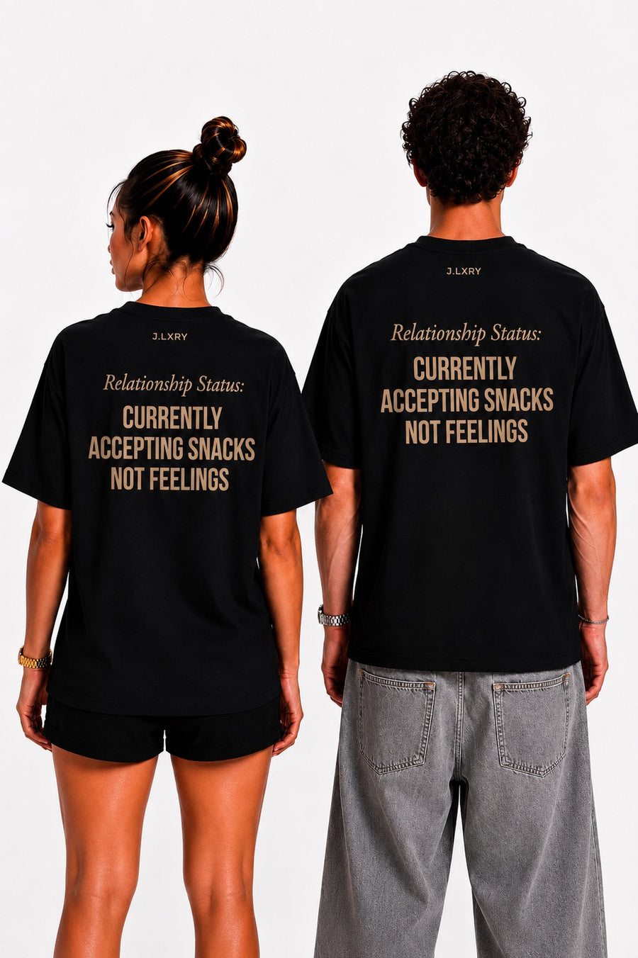 Currently Accepting Snacks, Not Feelings Oversized Black T-Shirt