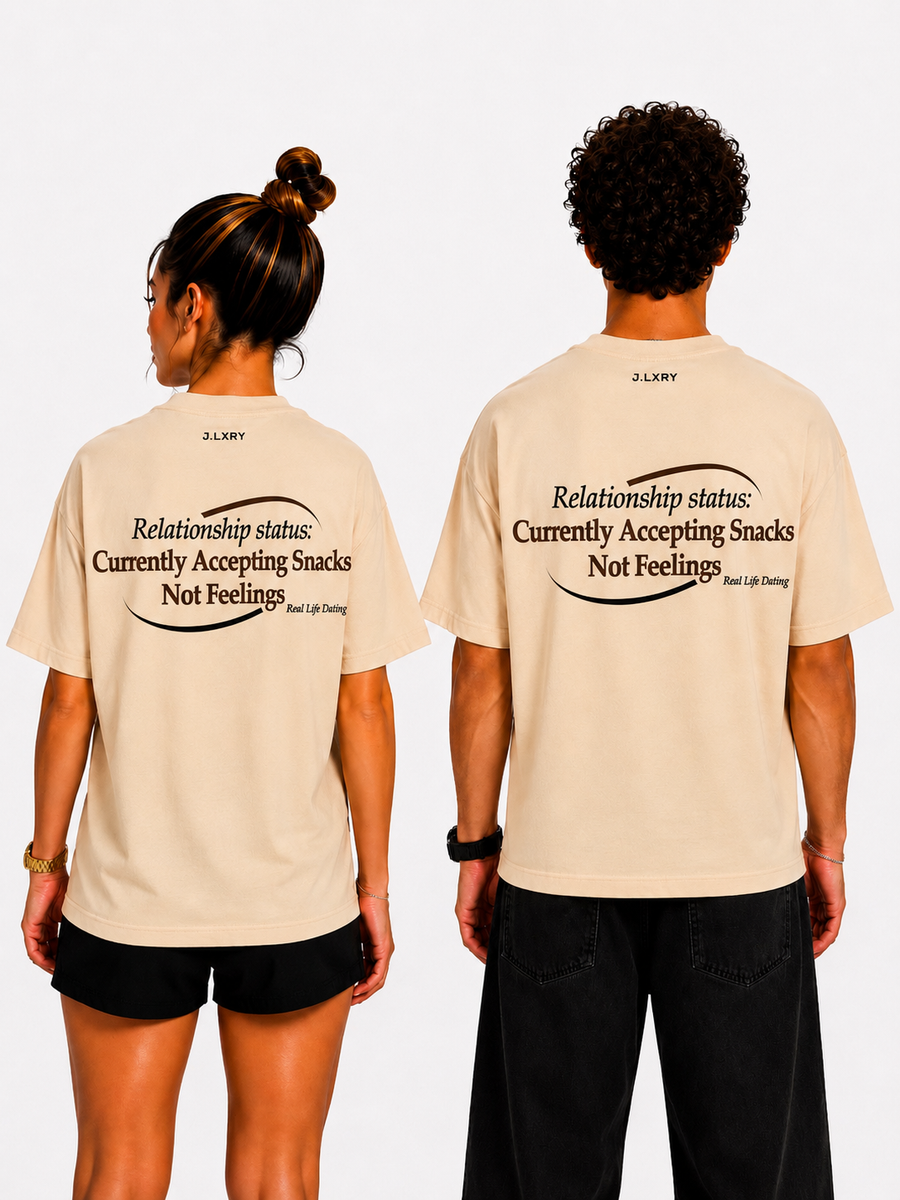 Currently Accepting Snacks, Not Feelings Oversized Beige T-Shirt