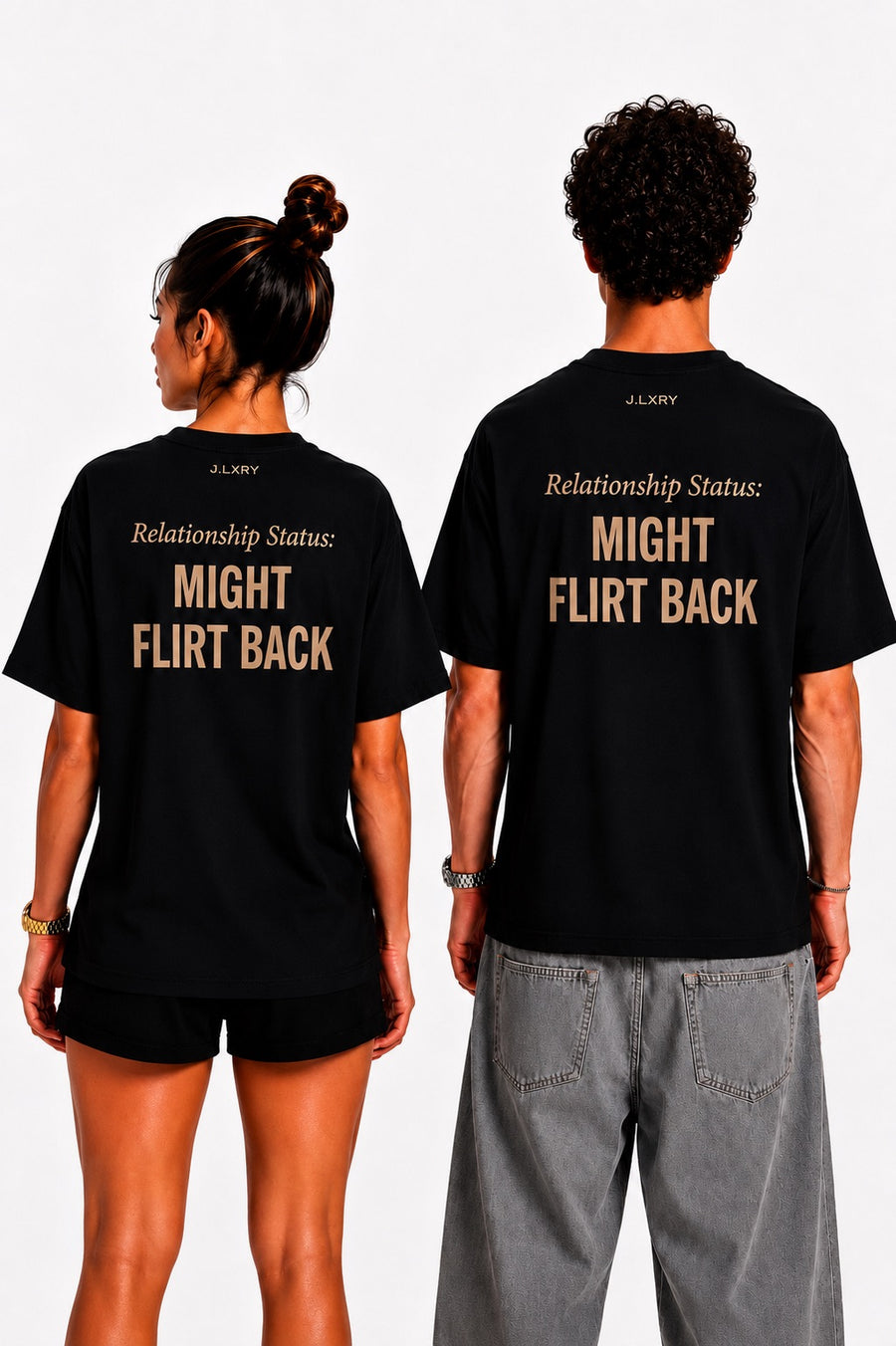 Might Flirt Back Oversized Black T-Shirt