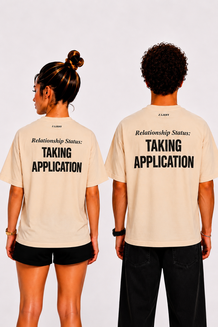 Taking Application Oversized Beige T-Shirt