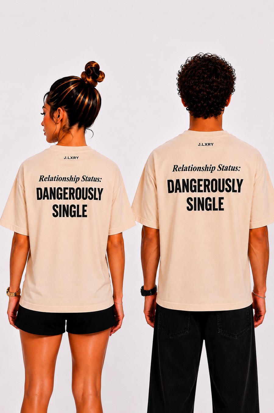 Dangerously Single Oversized Beige T-Shirt