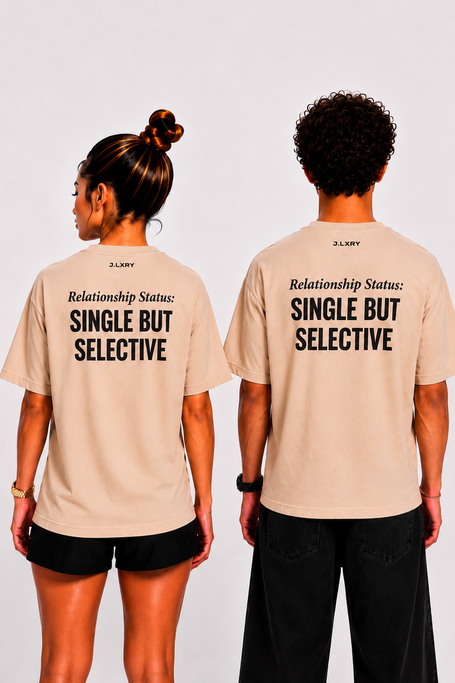 Single But Selective Oversized Beige T-Shirt